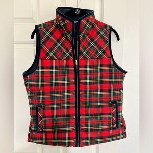 J. Crew red, green, yellow, navy plaid vest